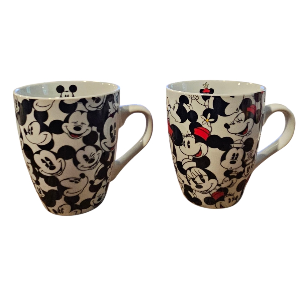 Disney Mickey and Minnie Mouse Mug Duo - Black, White, and Red